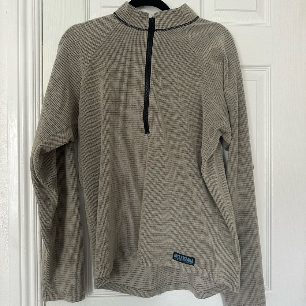 Vintage Melanzana Beige Half Zip Microgrid Fleece